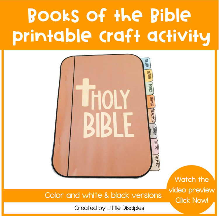 Books of the Bible printable flipbook craft activity for sunday school