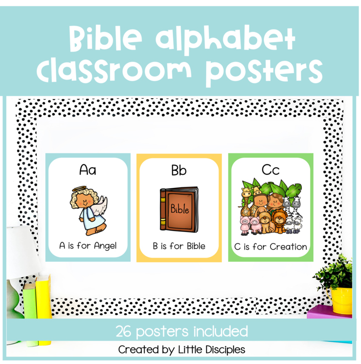 Bible alphabet posters | Christian alphabet posters | Bible ABC | Bulletin board