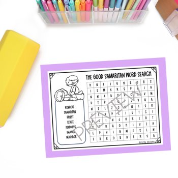 Good samaritan activity word search worksheet | Good samaritan coloring pages |, image 3