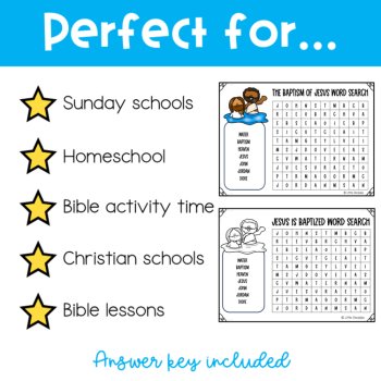 Baptism of Jesus activity word search worksheet | Jesus is baptized coloring page 1, image 4