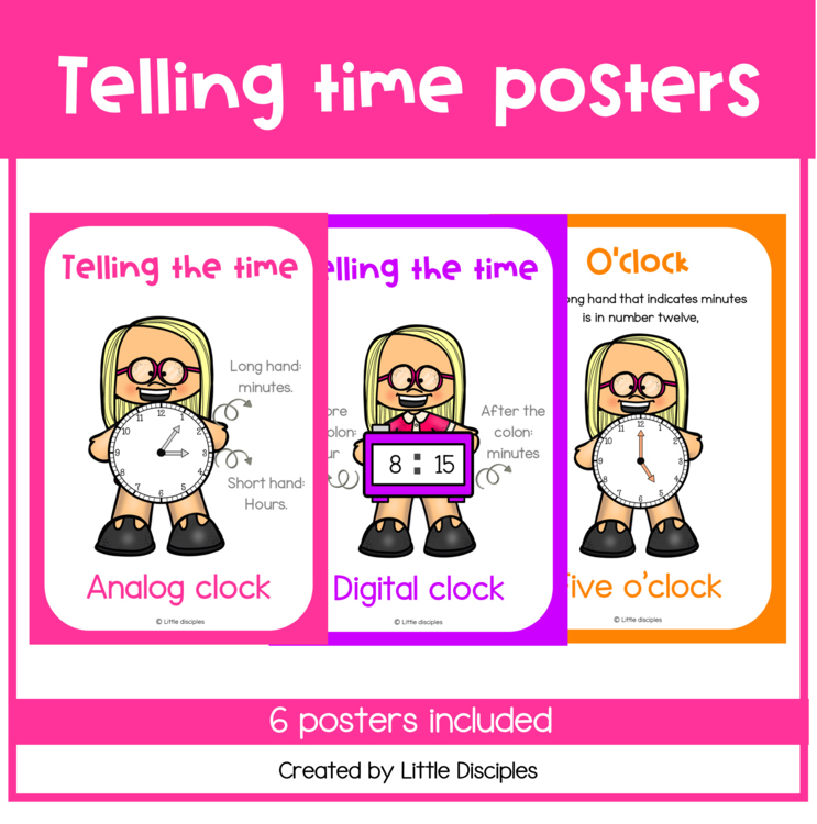 Telling time poster | Telling the time clock posters | Time posters |