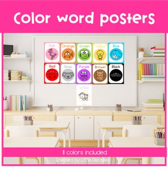 Color name posters | Animal color word posters for kindergarten |, image 2