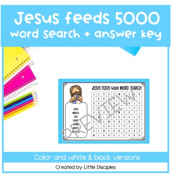 Jesus feeds 5000 activity word search | Jesus feeds the five thousand worksheet |, image 2