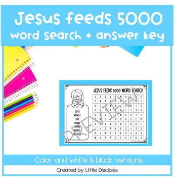 Jesus feeds 5000 activity word search | Jesus feeds the five thousand worksheet |, image 3