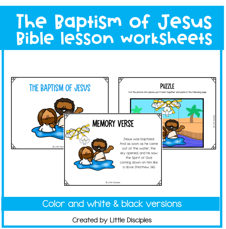 The Baptism of Jesus lesson | Jesus is baptized activity worksheets | John the baptist |