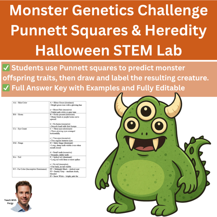 Monster Genetics Challenge – Punnett Squares & Heredity Halloween STEM Lab