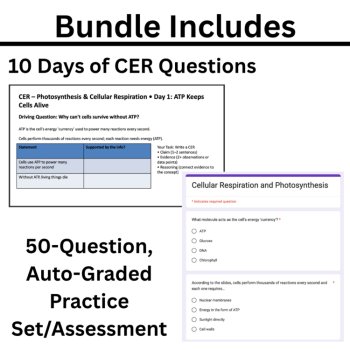 Cellular Respiration and Photosynthesis | CER + 50 Question Auto-Graded Quiz, image 2