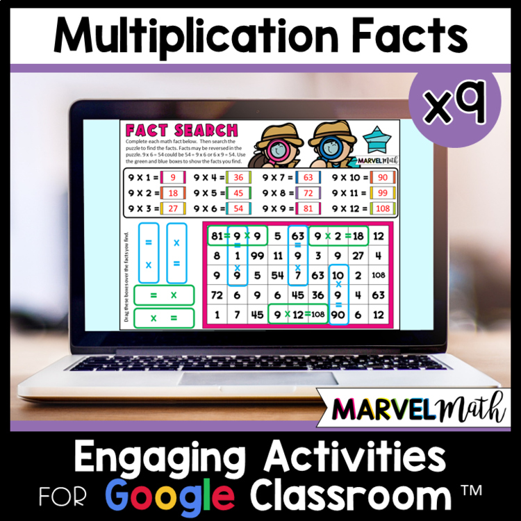 x 9 Multiplication Facts Practice - Digital Activities - Multiplication Fluency