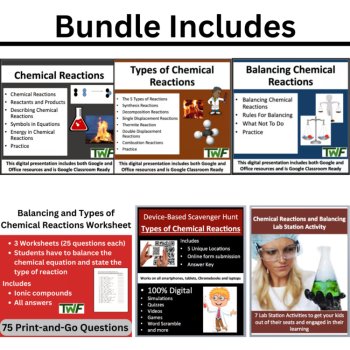 Chemical Reaction Types and Balancing Unit: Lessons, Lab Stations, & Activities, image 2