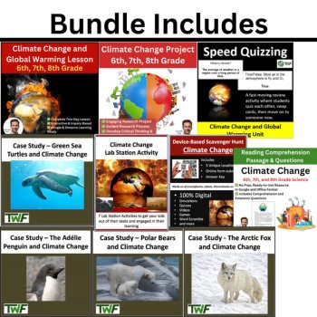 Climate Change and Global Warming Unit: Lessons, Lab Stations, and Activities, image 2