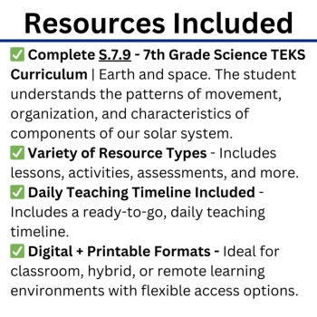 S.7.9 Earth & Space - Our Solar System Curriculum Bundle TEKS Science 7th Grade, image 2