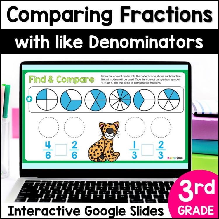 Comparing Fractions with like Denominators - Google Slides - Same Denominator