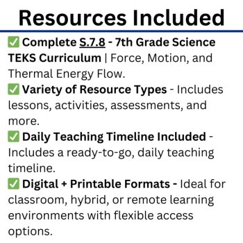S.7.8 - Force, Motion, and Thermal Energy Flow Bundle | TEKS Science 7th Grade, image 2