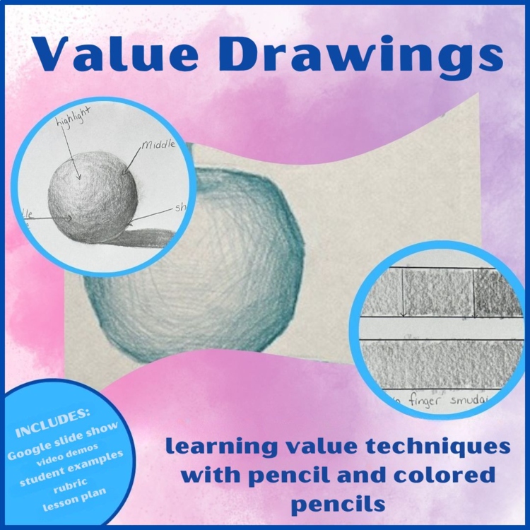 Value - using pencil/colored pencil for scales/still life/art activity