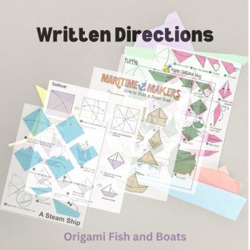 Origami / paper folding / fish and boats / sculpture / art activity, image 4