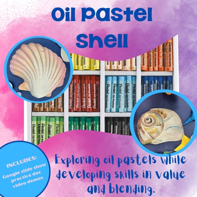 Oil Pastel Seashell in value / value scales / Art Activity