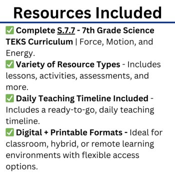 S.7.7 - Force, Motion, and Energy Curriculum Bundle | TEKS Science 7th Grade, image 3