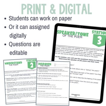 Poetry Analysis Stations | Figurative Language, Theme, & Tone for Grades 6–8, image 2