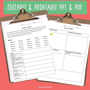Vocabulary Graphic Organizer Templates for Word Work, image 3