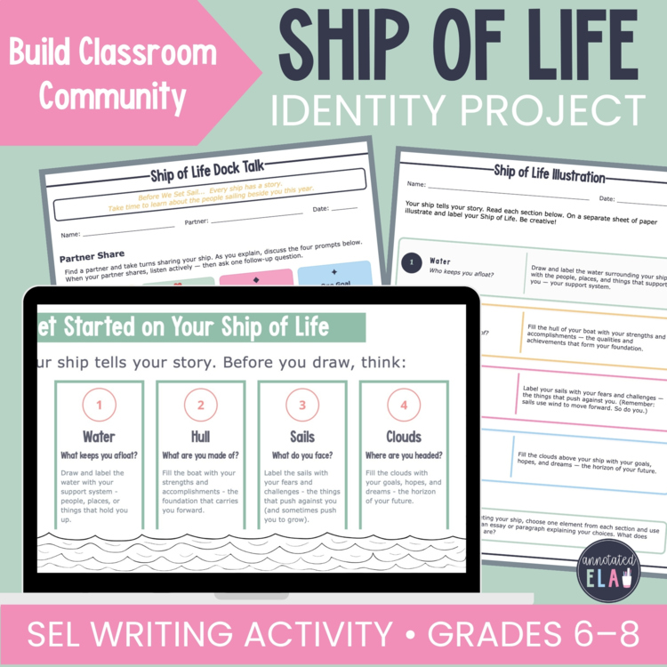 Ship of Life Identity Project | SEL Writing Activity | Grades 6-8