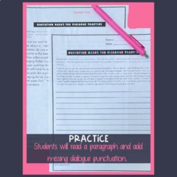 Quotation Marks Punctuating Dialogue Activity and Notes, image 4