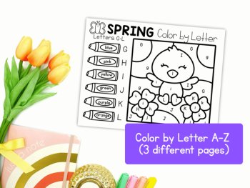 Spring Color by Code Preschool Kindergarten Number Letters Shapes Subitize, image 2