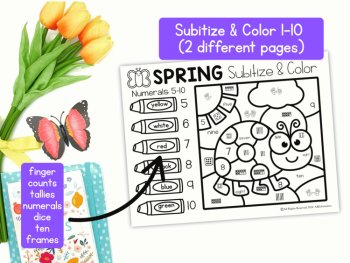Spring Color by Code Preschool Kindergarten Number Letters Shapes Subitize, image 3