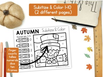 Fall Autumn Color by Code Preschool Kindergarten Number Letters Shapes Subitize, image 2