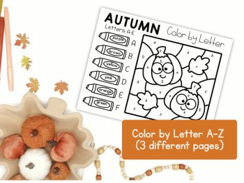 Fall Autumn Color by Code Preschool Kindergarten Number Letters Shapes Subitize, image 3