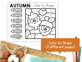 Fall Autumn Color by Code Preschool Kindergarten Number Letters Shapes Subitize, image 4