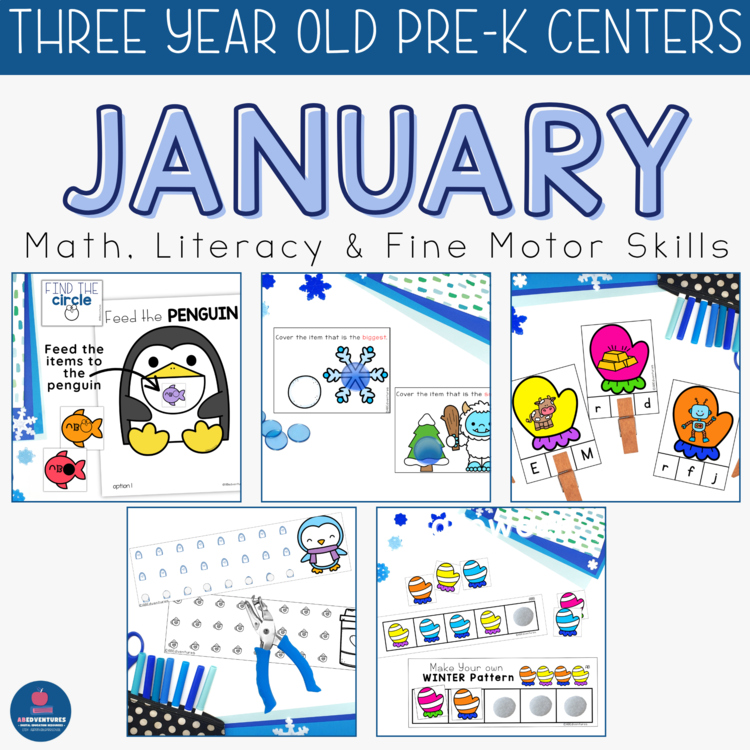 January Pre-K 3 Year Old Centers Winter Activities Age Three Curriculum