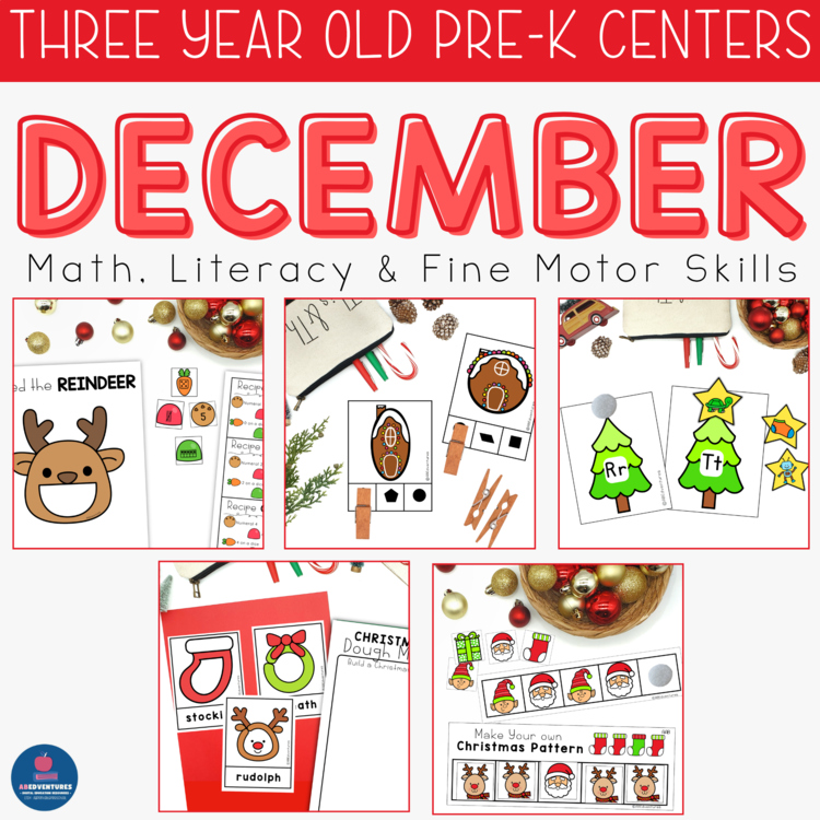 December Pre-K 3 Year Old Centers Christmas Activities Age Three Curriculum