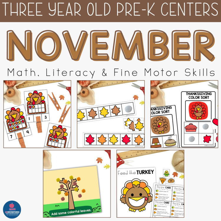 November Pre-K 3 Year Old Centers Thanksgiving Activities Age Three Curriculum