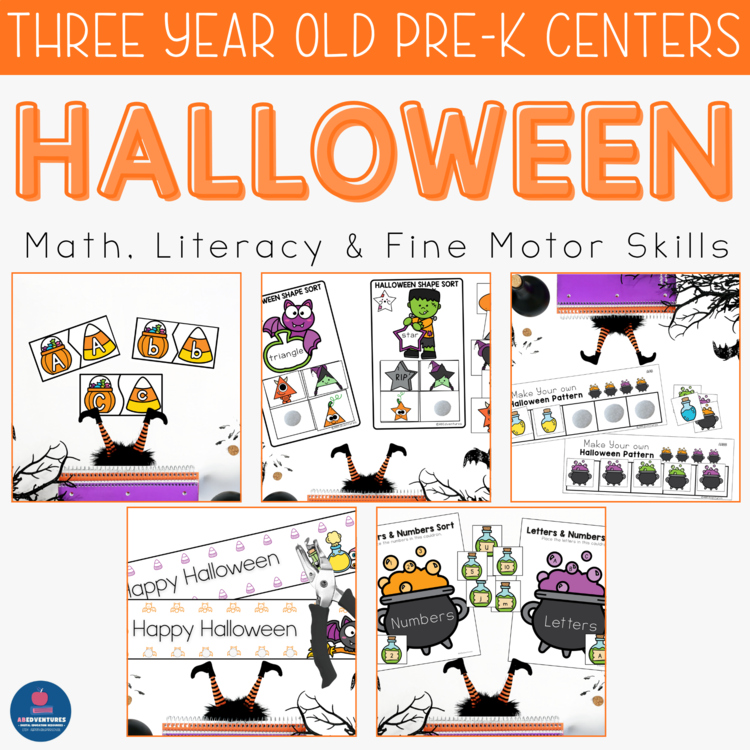 October Pre-K 3 Year Old Centers Halloween Activities Age Three Curriculum