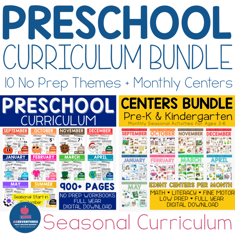 Preschool Year Long Curriculum plus Hands On Centers & Lesson Plans Pre-K TK