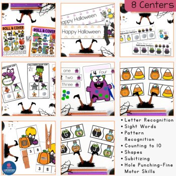Halloween Math & Literacy Centers for Preschool Kindergarten TK Pre-K, image 3