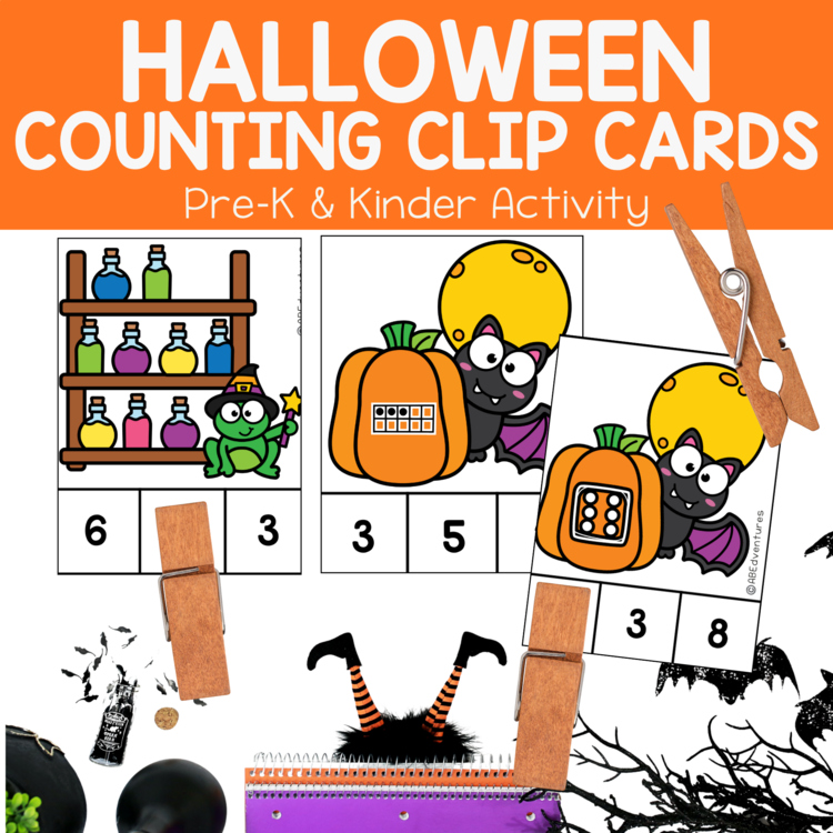 Halloween Counting & Subitizing Math Center Preschool Kindergarten TK Pre-K
