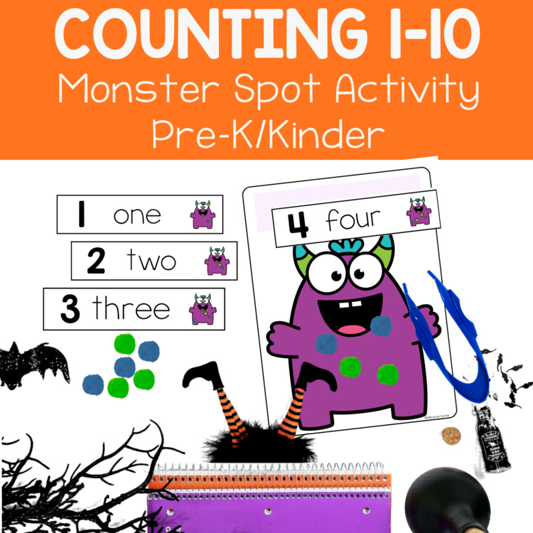 Halloween Counting to Ten Preschool Math Centers Kindergarten Task Cards
