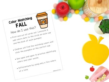 Fall Color Matching Task Cards Preschool Age 3 Centers Learning Colors Pumpkins, image 2