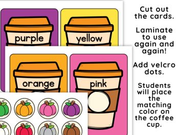 Fall Color Matching Task Cards Preschool Age 3 Centers Learning Colors Pumpkins, image 3
