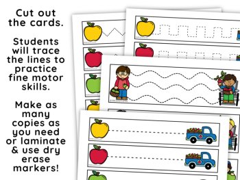 Fall Tracing Task Cards Fine Motor Prewriting Preschool Kindergarten Center, image 2