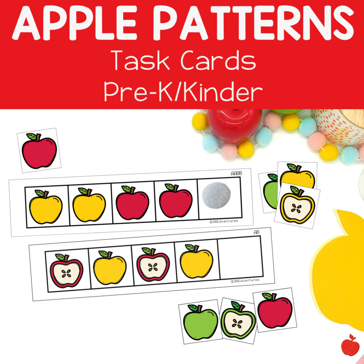 Fall Apples Pattern Recognition Task Cards Preschool Kindergarten Center