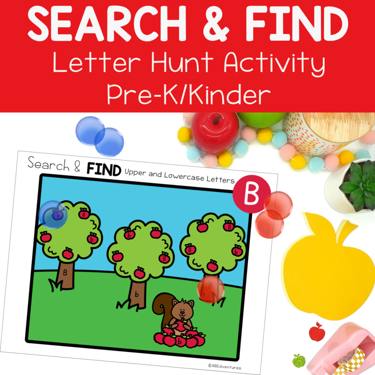 Fall Apples Letter ID Search Game Recognition Preschool Kindergarten Center