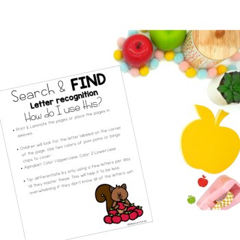 Fall Apples Letter ID Search Game Recognition Preschool Kindergarten Center, image 2