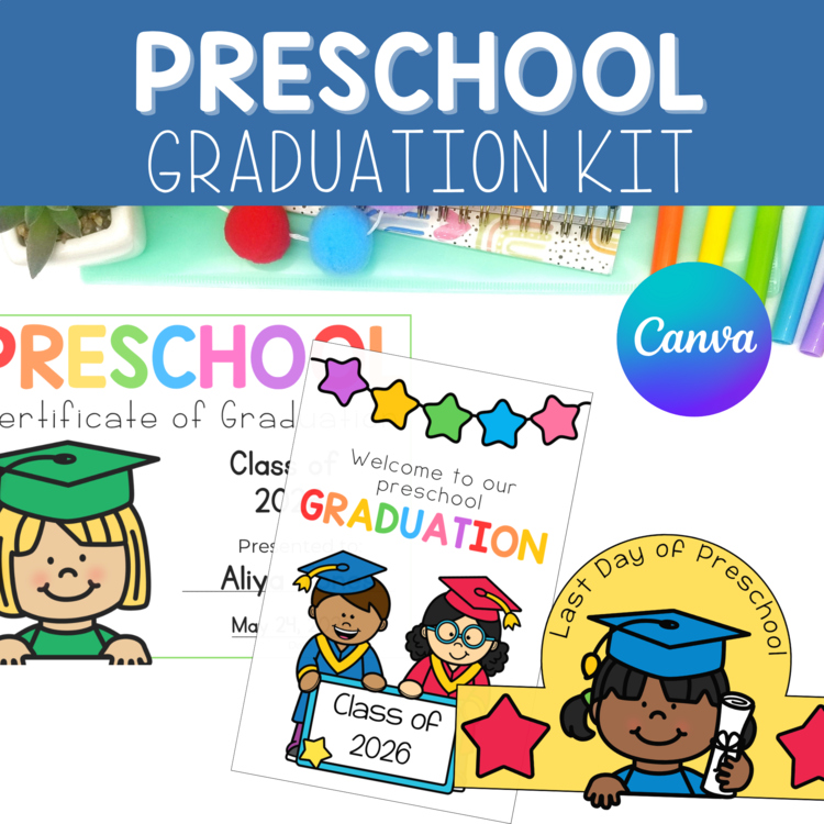 Preschool Graduation Bundle Program, Invitation, Certificates, Crafts, Crowns