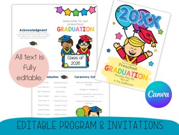 Preschool Graduation Bundle Program, Invitation, Certificates, Crafts, Crowns, image 3