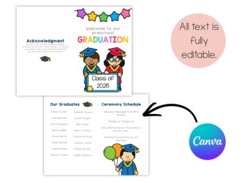 Editable Preschool Graduation Program & Invitation Class of 2026, Canva Template, image 2
