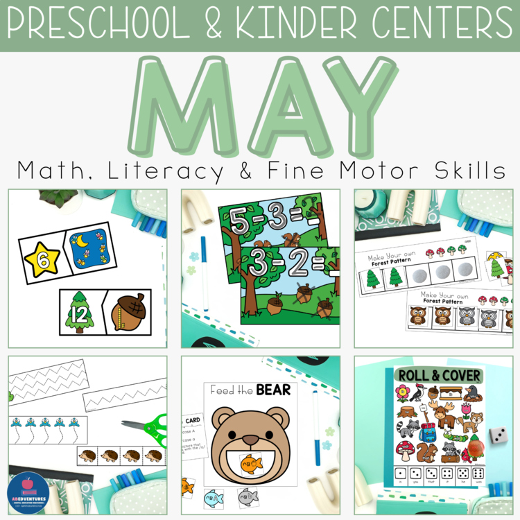 Forest Camping Preschool Centers Bundle May Pre-K Kindergarten Activities