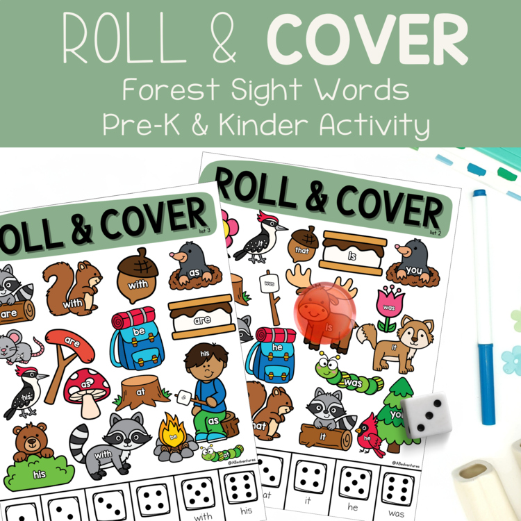 Forest Camping Roll & Cover Sight Words Heart Preschool Kindergarten Centers