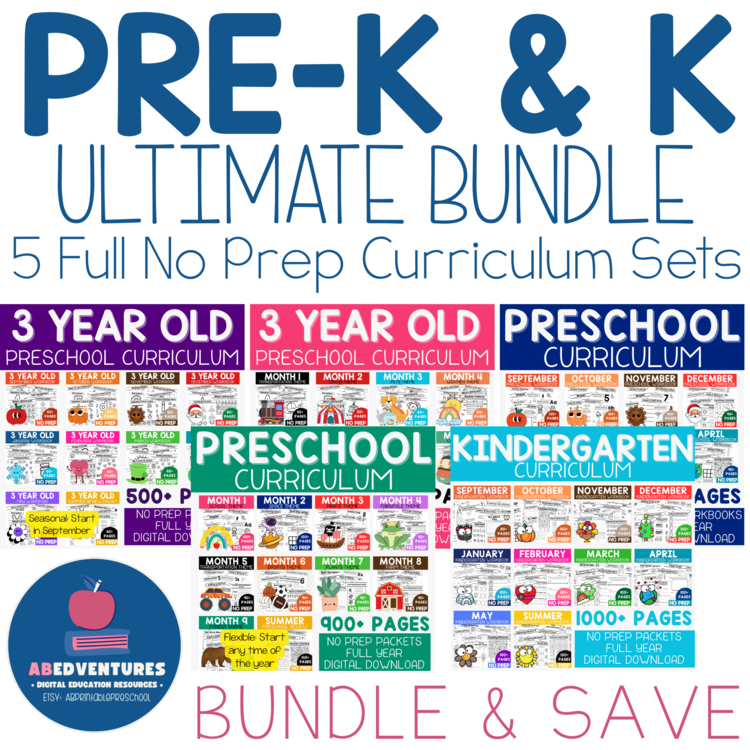 Preschool & Kindergarten Curriculum Ultimate No Prep Bundle Homeschool
